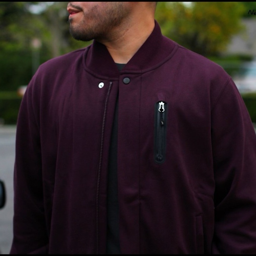 Nike Sportswear Maroon Fleece Destroyer Bomber Jacket L - Picture 1 of 7